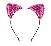 Orecchie per gatti Banche per la testa di paillettes Bande per capelli Capelli per copricapo Cespazzo di costumi decorazioni giornaliere Accessori per capelli da gattino femminile (Rosa caldo)