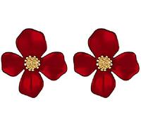 Orecchini 1 Paio di Accessori per Gioielli con Orecchini a Bottone a Forma di Fiore Rosso Dolce a Forma di Quattro Petali Attractive