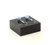 Orecchini 1 Perla Calcedonio Blu 8 MM IN Acciaio Inossidabile