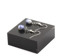 Orecchini 1 Perla Diaspro Blu D'Africa Del Sud IN Acciaio Inossidabile