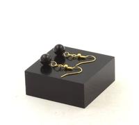 Orecchini 1 Perla Ossidiana Dorata 8 MM IN Acciaio Dorato Inossidabile