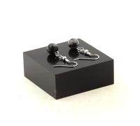 Orecchini 1 Perla Ossidiana Fiocco Di Neve 8 MM IN Acciaio Inossidabile