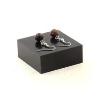 Orecchini 1 Perla Ossidiana Mogano 8 MM IN Acciaio Inossidabile