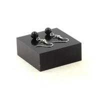 Orecchini 1 Perla Ossidiana Nera 8 MM IN Acciaio Inossidabile