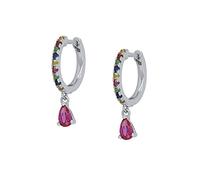 Orecchini 100% Reale Hoop per Le Donne Goccia D'Acqua Colorato Zircone Rotondo Orecchini Pendientes Gioielli Fine, LYLSSSDH, Io e te 2