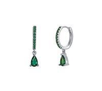 Orecchini 100% Reale Hoop per Le Donne Goccia D'Acqua Colorato Zircone Rotondo Orecchini Pendientes Gioielli Fine, LYLSSSDH, il verde 2