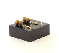 Orecchini 2 Perle Agata Crazy Lace + Legno 8 Mm In Acciaio Dorato