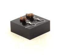 Orecchini 2 Perle Andalusite Di USA + Legno 8 MM IN Acciaio Inossidabile