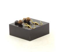 Orecchini 2 Perle Andalusite + Legno 8 MM IN Acciaio Inossidabile Dorato