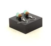 Orecchini 2 Perle Angelite + Legno 8 MM IN Acciaio Inossidabile