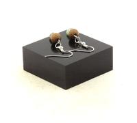 Orecchini 2 Perle Apatite Verde Madagascar + Legno 8 MM Made IN