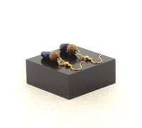 Orecchini 2 Perle Di Giada Blu Dell'Africa Del Sud + Legno 8 Mm Fabbricati