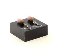 Orecchini 2 Perle Mica Viola Opaco + Legno 8 MM IN Acciaio Inossidabile