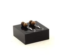 Orecchini 2 Perle Occhio di Tigre Opaco + Legno 8 MM IN Acciaio IN