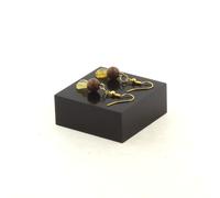 Orecchini 2 Perle Opale Gialla D'Australia + Legno 8 Mm Fabbricati In