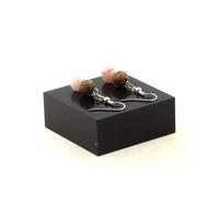 Orecchini 2 Perle Opale Rosa + Legno 8 MM IN Acciaio Inossidabile