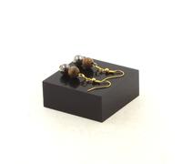 Orecchini 2 Perle Pirite Spagna + Legno 8 MM IN Acciaio IN F