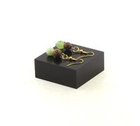 Orecchini 2 Perle Prehnite D'Africa + Legno 8 MM IN Acciaio IN