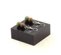 Orecchini 2 Perle Serpentino + Legno 8 MM IN Acciaio Inossidabile