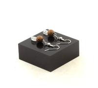 Orecchini 2 Perle Topazio Del Brasile + Legno 8 MM IN Acciaio Inossidabile