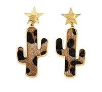 Orecchini 2 pz con stampa a leopardo cactus, orecchini accessori in stile retrò, orecchini a loggia placcati in oro, orecchini a lume di allergia, accessori regalo per donna