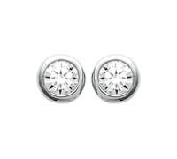 Orecchini 3 Mm Zirconio Cristallo Rotondo Argento Massiccio 925 Rodio Gioielli