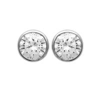 Orecchini 6 MM Zirconio Cristallo Tondo Argento Massiccio 925 Rodio Gioielli