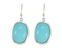 Orecchini a amo in argento con pendente ovale in pasta di turchese stile vintage