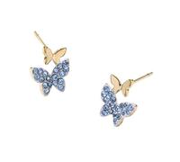Orecchini a Borchia Farfalla Doppia Oro per Donne, Cristallo Azzurro Pave Mini Farfalle Stratificate, Dainty Romantico Statement Gioielli, Ideale per Anniversario e Uso Quotidiano