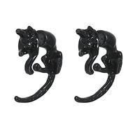 Orecchini a bottone 3D a doppia faccia Orecchini a bottone color argento Gatto nero Animale Stile punk Donne Party Club Gioielli alla moda, 2 pezziUn design semplice e raffinato