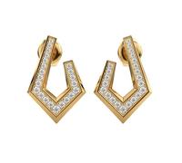 Orecchini a bottone a forma di amante astratto in argento sterling 925 | Placcatura in oro n. Pietra: 44 Dimensioni gemma: 0,01-0,10 mm | Peso: 0,3 crt Forma: rotonda | 3,02 grammi |LKE_G_00011