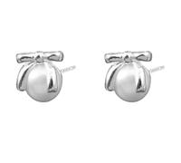Orecchini a bottone a forma di ciliegio in argento con intarsio di perle in finto lucido da 8mm, mini orecchini in metallo con design alla frutta,eleganti minimalisti gioielli per l'orecchio alla moda