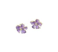 Orecchini a bottone a forma di fiore dolce per le donne viola smalto olio arricciato petali orecchini per feste di nozze gioielli alla moda carino regalo ragazze, Misura unica, Agata