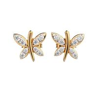 Orecchini a bottone a forma di mosche rotanti in argento sterling 925 | Placcatura in oro n. Pietra: 16 | Dimensioni gemma: 0,01-0,0 mm | Peso: 0,19 crt | Forma: rotonda | 1,398 grammi |LKE_G_00177