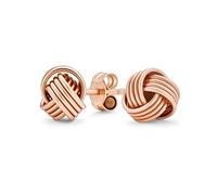 Orecchini A Bottone A Forma Di Nodo D'Amore Intrecciato A Pallina Classica Tradizionale In Oro Rosa Placcato In Argento Sterling .925