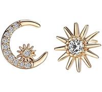 Orecchini a bottone a forma di stella di cristallo con luna crescente Argento sterling Dainty Sun Orecchini a bottone asimmetrici Piercing orecchino Gioielli delicati Regali per donne Ragazze Orecchie
