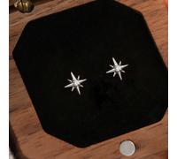 Orecchini a bottone a stella a otto punte carini in miniatura in argento Sterling S999 con zirconi cubici per donna. Gioielli fini da indossare tutti i giorni per l"estate e la moda." Argento 925