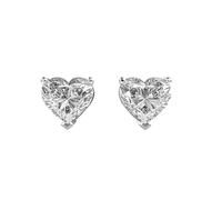 Orecchini a bottone classici a forma di cuore in argento sterling 925 | Placcatura in argento n. Pietra: 2 | Dimensioni gemma: 1,50-1,99 mm | Peso: 3 crt | Forma: cuore | 3,8 grammi |LKE_W_00232