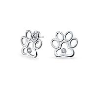 Orecchini A Bottone Con Accento CZ Ritagliato Bff Migliore Amica Amante Degli Animali Domestici Bff Gatto Cane Cucciolo Impronta Di Zampa Per Donne Adolescenti In Argento Sterling .925