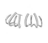 Orecchini a Bottone con ago d'Argento - Orecchini Lucidi a Quattro Artigli per Donna, orecchini con artigli placcati in oro 14k, polsini semplici con piercing all'orec per Le Donne Ragazze