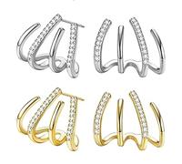 Orecchini a Bottone con ago d'Argento - Orecchini Lucidi a Quattro Artigli per Donna, orecchini con artigli placcati in oro 14k, polsini semplici con piercing all'orec per Le Donne Ragazze
