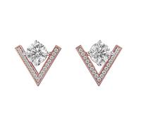 Orecchini a bottone con bordi invertiti in argento sterling 925 | Placcatura in oro rosa N. pietra: 36 Dimensioni gemma: 0,01-1,49 mm | Peso: 2,276 crt Forma: rotonda | 5,555 grammi |LKE_R_00126