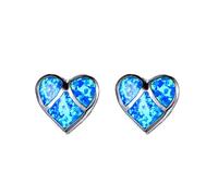 Orecchini a Bottone con Cuore di Opale di Fuoco per Gioielli da Sposa da Donna pieni, bluDurability