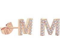 Orecchini a Bottone con Diamanti Simulati Orecchini con Lettere iniziali dell'alfabeto alla Moda per Le Donne Orecchini con personalità Minimalista Orecchini a Bottone con Diamanti Simulati Orecchini