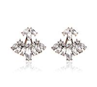 Orecchini a Bottone con Doppia Faccia in Cristallo Davanti e Dietro Orecchini Geometrici curvi per Le Donne Eleganti Gioielli da Sposa con Orecchini a Bottone Practical Treatment