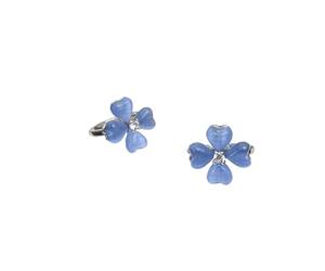 Orecchini a bottone con fiore di trifoglio blu, orecchini con pietra a occhio di gatto con posta in lega, gioielli alla moda per le donne, ideali per l'abbigliamento quotidiano e il regalo