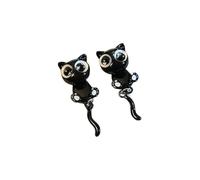 Orecchini a bottone con gatto nero, graziosi gioielli in resina, ispirati ad anime per donne e ragazze