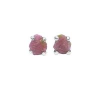 Orecchini a bottone con gemme di rubino grezzo Starborn in argento sterling 925 (rubino)