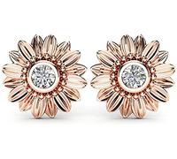 Orecchini a Bottone con Margherita Girasole con Strass in Cristallo Trasparente Orecchini a Bottone semplici Chic per Donna, Oro Rosa Practical And Professional