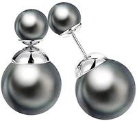 Orecchini a Bottone con Perla simulata Piccola e Grande Fronte e Retro Perle Artificiali per Le Donne Arte del Trucco Nero Convenient And Nice